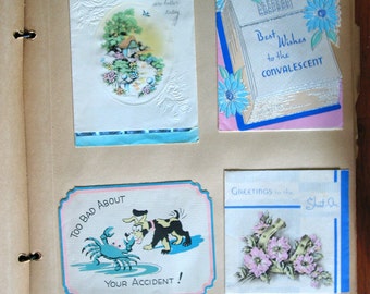 1938 Scrapbook with Vintage Get Well Soon Cards