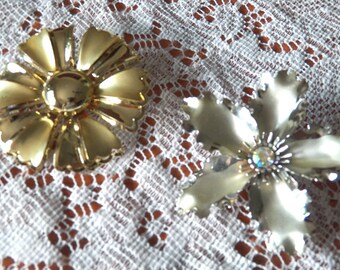 Two Big and Bold Vintage Flower Brooches