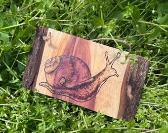 Wood Burned Garden Snail Wall Art (Randomized Shipping)