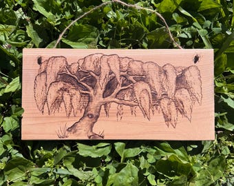 Weeping Willow Tree Wood Burning Wall Art