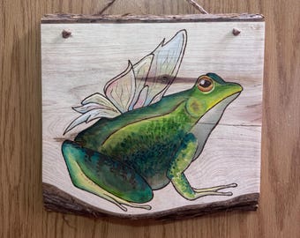 Fairy Frog Wood Burning| Handmade Wall Art