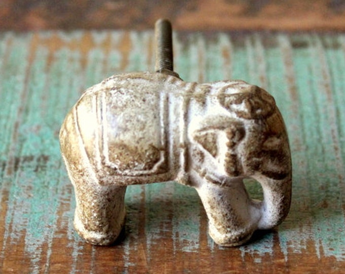 Elephant Knob Ceramic Antique Brass Look Knob Knob Etsy