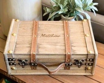 Keepsake Trunk - Suitcase Memory Box - Personalized Time Capsule - Treasure Chest - Wedding Gift