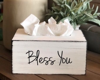 Tissue Box Cover - Rustic Bathroom Decor - Rectangle Wood Tissue Box Holder - Farmhouse Style Decor