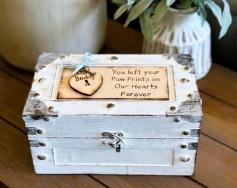 Personalized Pet Memory Box - Pet Urn - Pet Loss Memorial Gift - Pet Keepsake Gift - Pet Memorial - Rainbow Bridge Gift - Paw Prints Forever