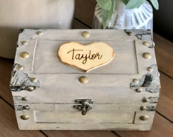 Time Capsule, Keepsake Boxes, Memory Box, Jewelry Box, Treasure Chest, Trunk (SMALL)