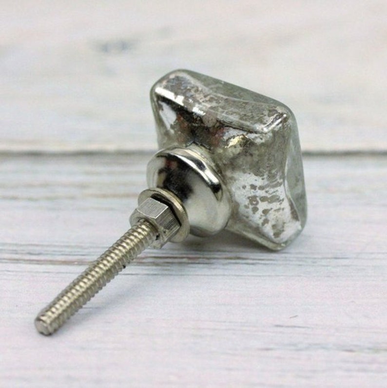 Mercury Glass Knob, Drawer Pulls, Glass Knobs, Cabinet Knobs, Dresser Knobs, Shabby Chic, Vintage Knobs, Rustic Home Decor, Silver Knobs image 6