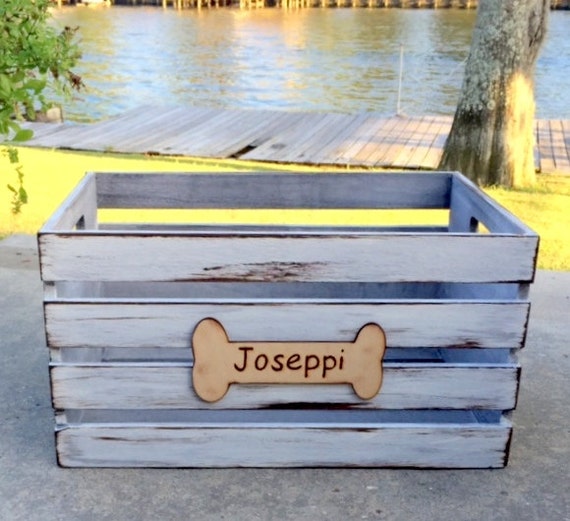 Items similar to Personalized MEDIUM Wood Childs Toy Box Crate Dog Toys