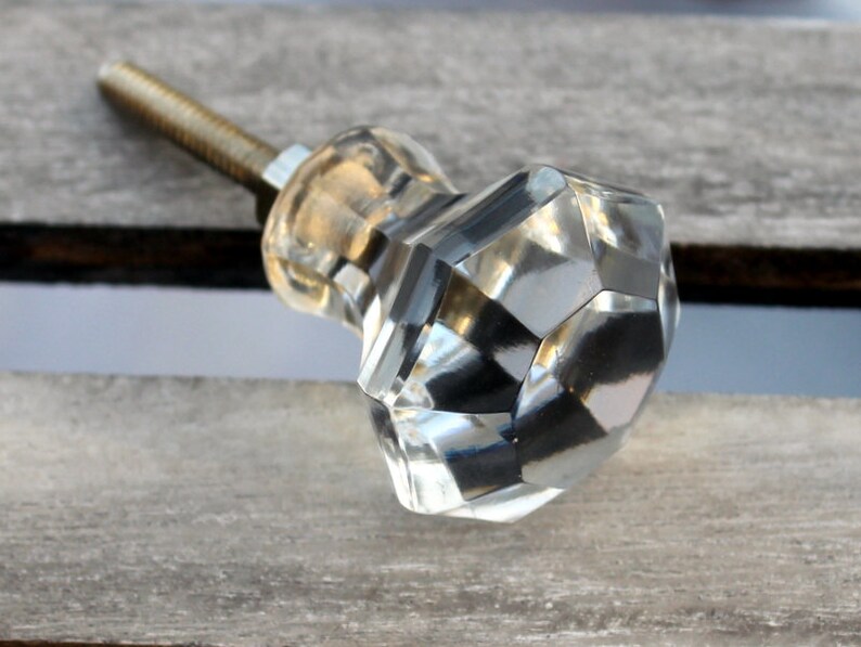 Glass Knob Clear Knob Dresser Knob Rustic Vintage Etsy