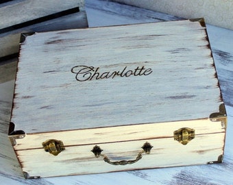 Birthday Time Capsule Box - Wood Memory Box - 1st Birthday Treasure Chest - Infant Loss Keepsake Box - Anniversary Gift for Her