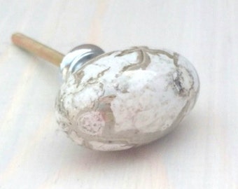 White Gray Granite Knob Marble Cabinet Knob Dresser Knob Rustic Furniture Pull