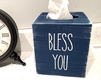 Tissue Box Cover -  Bathroom Humor Wood Tissue Box - Bless You Rustic Bathroom Decor - Blow Me Farmhouse Bathroom Decor