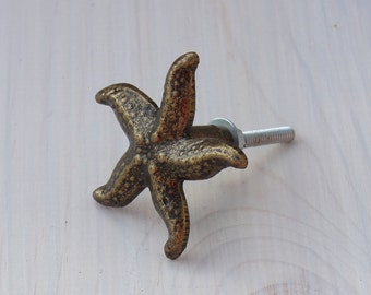 Nautical Starfish Knob Antique Bronze Cabinet Knob Dresser Knob Rustic (COLOR of Your CHOICE)