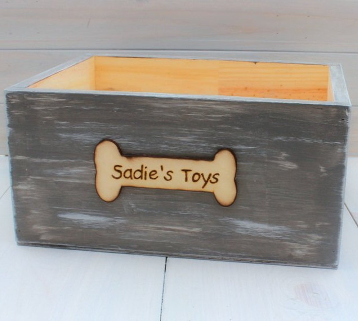 Dog Toy Box Personalized Wood Toy Storage Crate Pet Toy Etsy