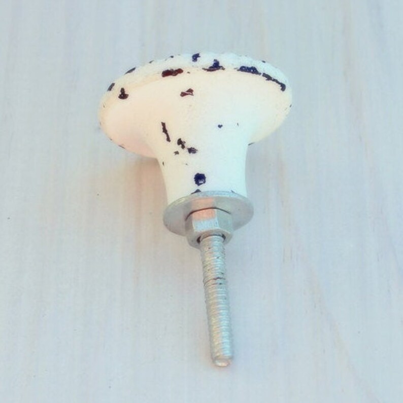 White Knob Distressed Dresser Drawer Knobs Etsy