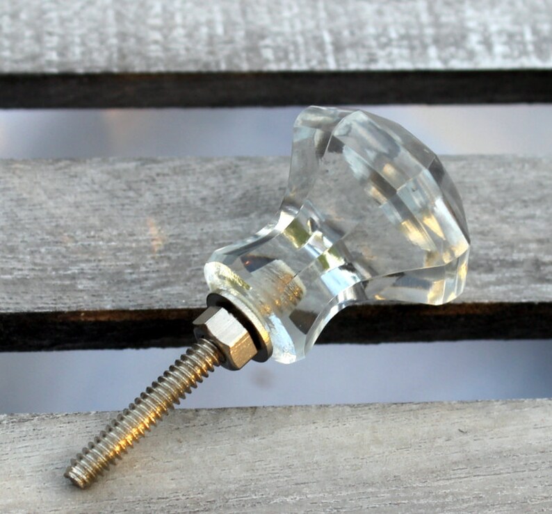 Glass Knob Clear Knob Dresser Knob Rustic Vintage Etsy