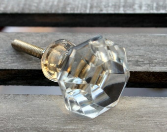 Glass Knob Clear Cabinet Knob Dresser Knob Rustic Vintage Modern