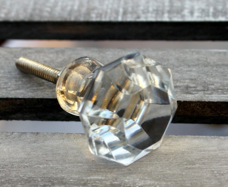 Glass Knob Clear Knob Dresser Knob Rustic Vintage Etsy