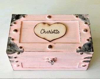 Personalized Time Capsule, Baby Keepsake Boxes, Baby's First Memory Box, Jewelry Box, Treasure Chest, Trunk (SMALL)
