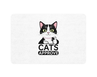 Tapis d'alimentation pour animaux « Les chats l'adorent » avec illustration de chat | 30 x 45 cm, antidérapant