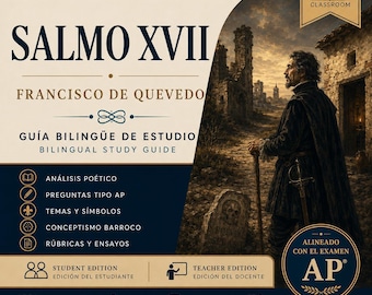 Guía de estudio de Quevedo Salmo XVII / Unidad bilingüe de literatura española AP (PDF + Word)