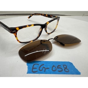 Tortoise Shell Eyeglass Frames with Brown Polarized Clip-On Sunglasses Set