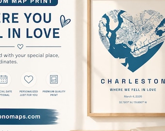 Personalized Map Print | Custom Location Coordinates Wall Art (Digital File)