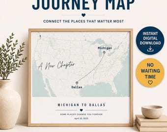 Custom Journey Map | Personalized Travel Route, Places (Digital Download)