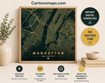 Personalized Manhattan Map Print | Custom NYC Wall Art (Digital Download)