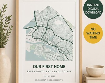 Create Your Own First Home Map | Personalized Housewarming Gift | Custom Location Print | Instant Digital Download
