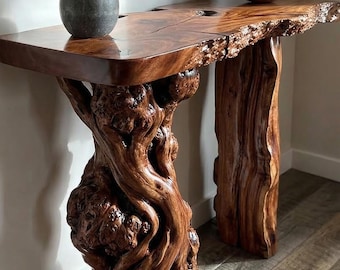 Hand-Finished Live Edge Console Table