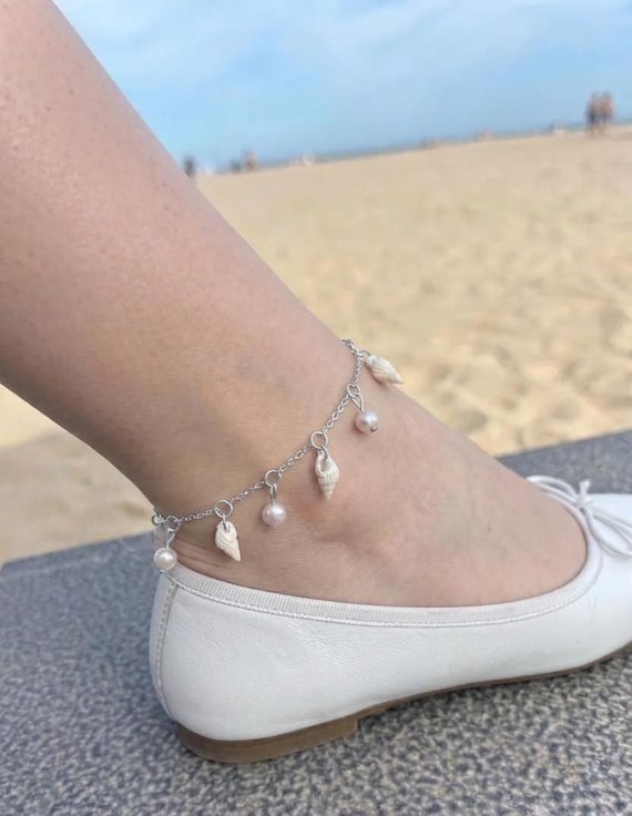 "White Water Nymph" Anklet (Shell & Freshwater Pearl)