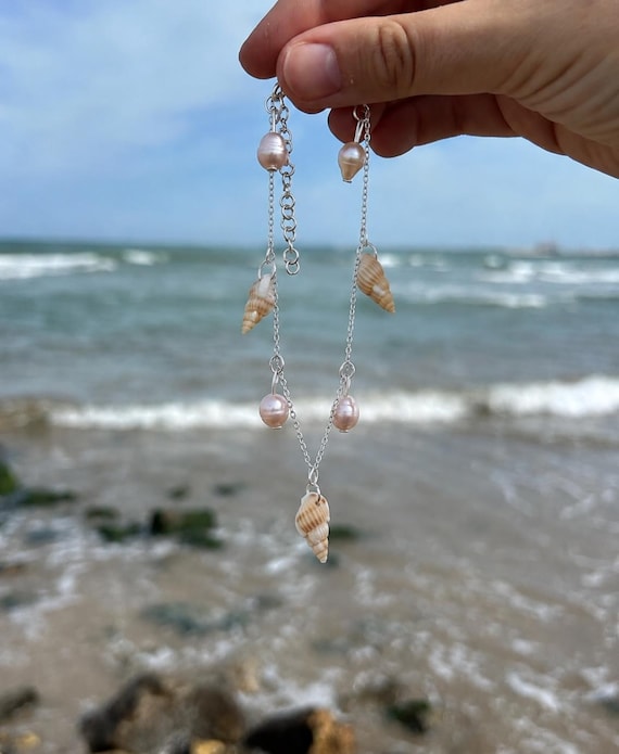 "Pink Water Nymph" Anklet (Shell & Freshwater Pearl)