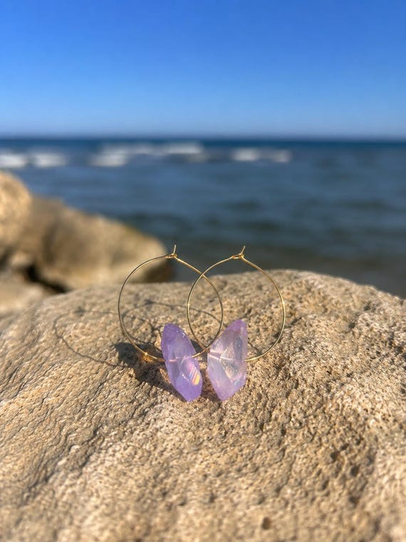 "Lavender Ice Crystals" Earrings (Aura Quartz)