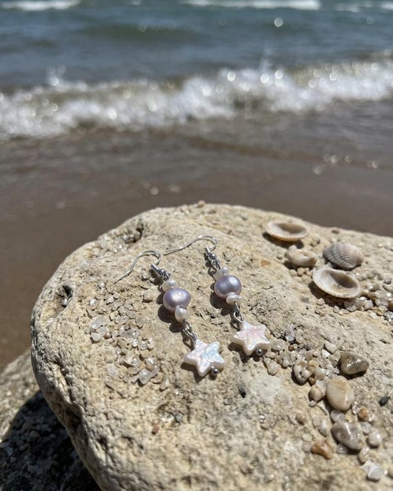 "Lavender Starlight" Earrings (Freshwater Pearl)