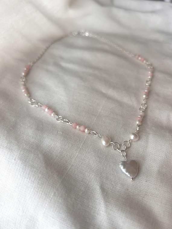 "Love Affair" Choker (Rose Quartz & Freshwater Pearl)