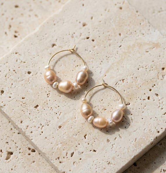 "Pink Waves" Earrings  (Freshwater Pearl)