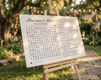 Sopa de letras personalizada para bodas / Juego de acrílico personalizado para despedida de soltera / Pizarra interactiva para invitados de borrado en seco / Actividad única para la recepción