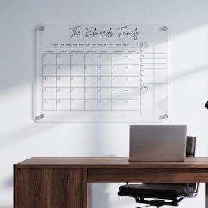Calendario de pared para oficina / Planificador mensual personalizado de acrílico borrable / Centro de mando empresarial / Tablero de decoración de oficina personalizado