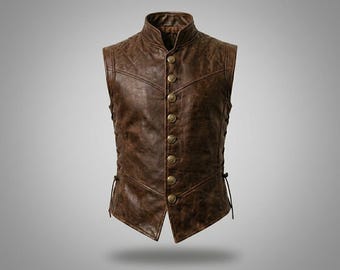 Handmade Medieval Leather Vest | Renaissance LARP Costume | Medieval Armor Vests for Men