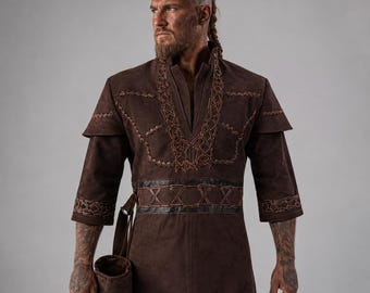 Ragnar Lothbrok Leather Jacket Tunic | Viking Warrior Costume Vest | Medieval LARP Armor, Vikings Outfit