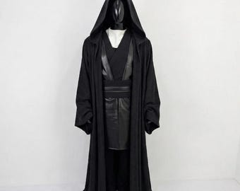 Traje de Cosplay de Lorde Sith inspirado em Star Wars: Túnica Jedi Preta
