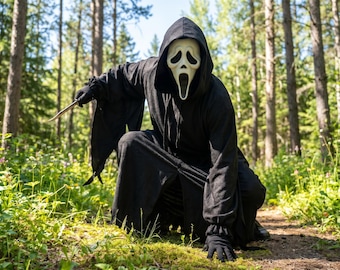 Spooky Cloak Costume Robe: Black Horror Cosplay Outfit for Adults