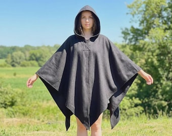 Ahsoka Twill Poncho Robe - Medieval Cloak for LARP & Comic Con