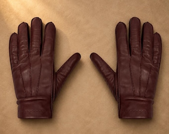 Mens Leather Driving Gloves, Handmade Genuine Leather Glove, Gift for Him, Custom Size