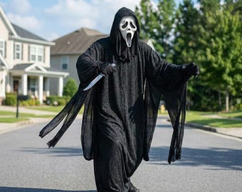 Sparkle Robe Costume: Black Horror Cosplay Outfit for Adults, Glitter Fabric