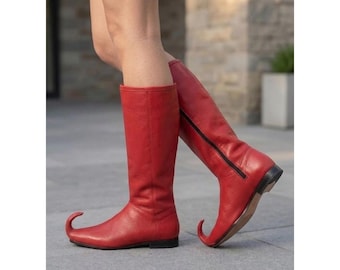 Medieval Leather Elf Shoes - Handcrafted Renaissance Fair Boots - LARP Boots - Pointed Toe Historical Footwear