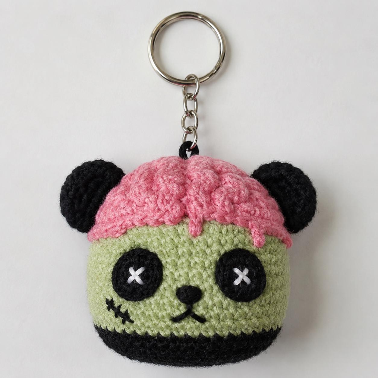 Undead Panda Zombie Panda Brain Plushie, Undead Kawaii Bag Charm, Spooky Crochet ...