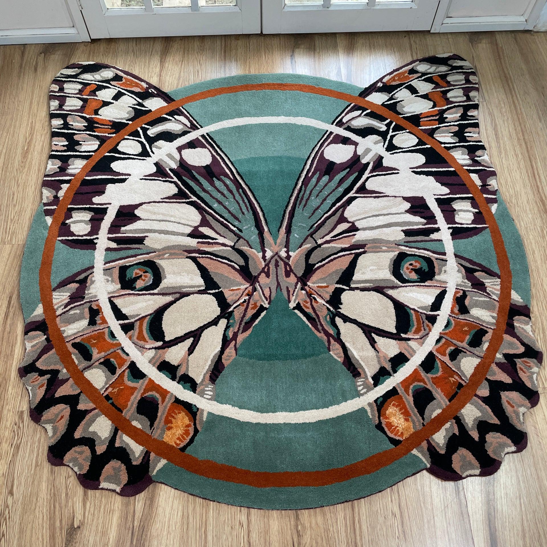 Hand Tufted Butterfly Wings, Large Round Area Rug for Living Room ...