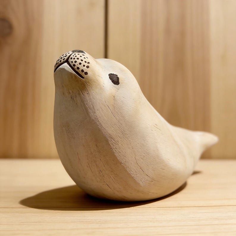 Hand Carved Wooden Seal Seesaw Figurine